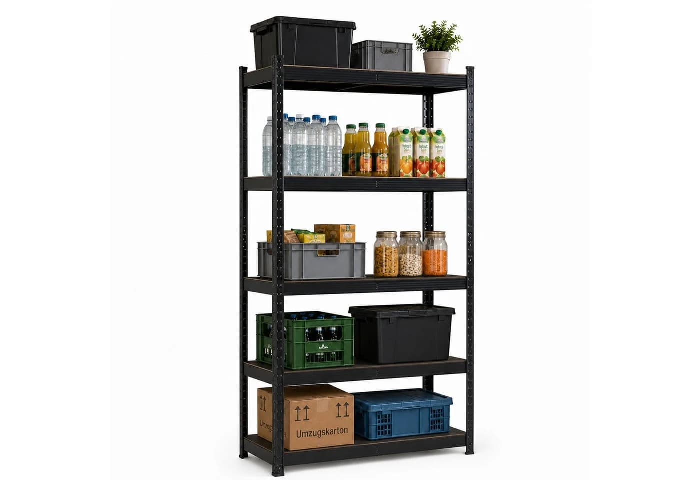 HTI-Living Mehrzweckregal Schwarz 5 Böden Stahl - Bild 2