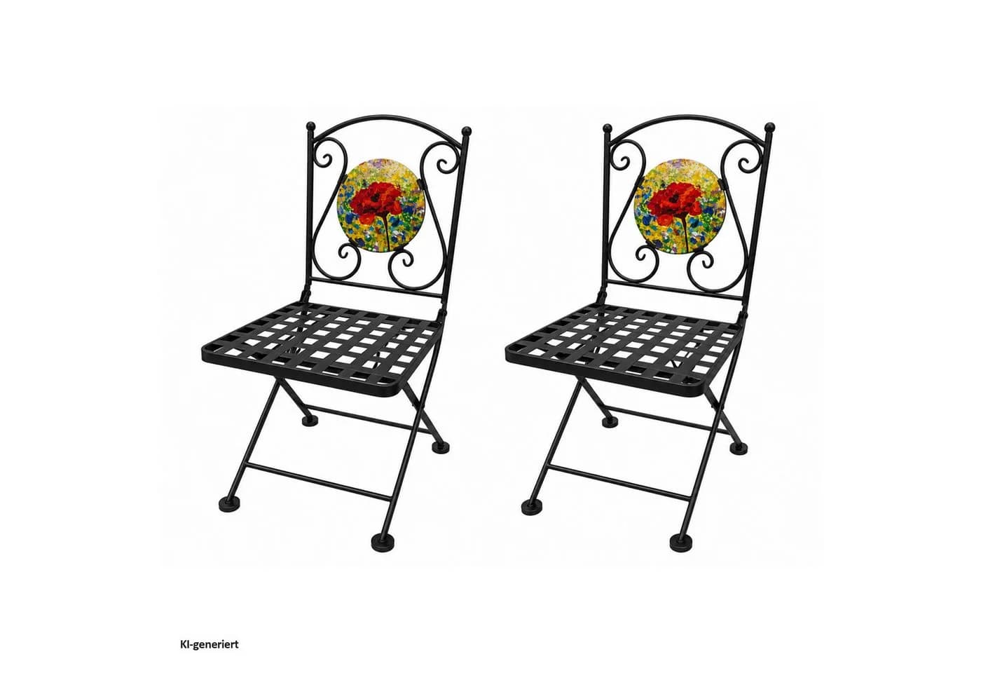 HTI-Living Gartenstuhl 2er Set Celia klappbar Schwarz Mohnblume - Bild 2