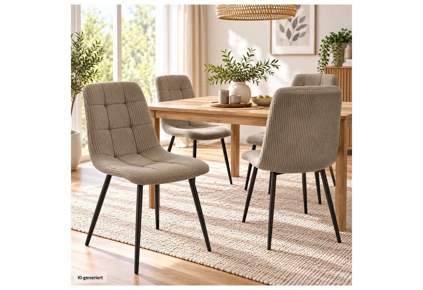 HTI-Living Esszimmerstuhl Mesa Cordstoff Beige mit schwarzen Metallbeinen - Bild 2