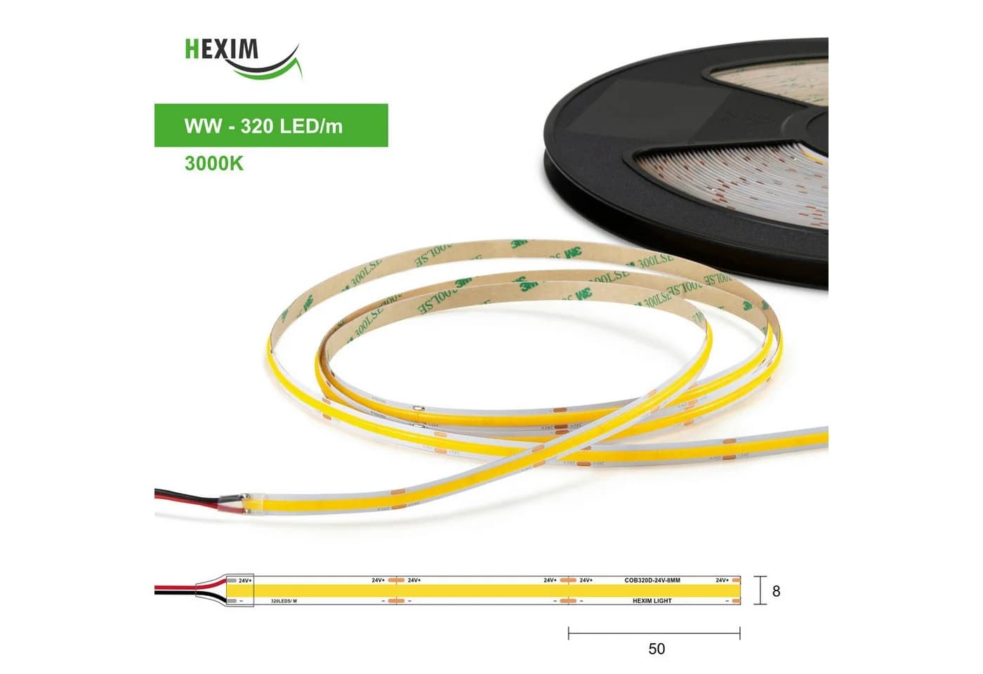 Hexim LED Stripe COB Warmweiß 2M Dimmbar - Bild 3