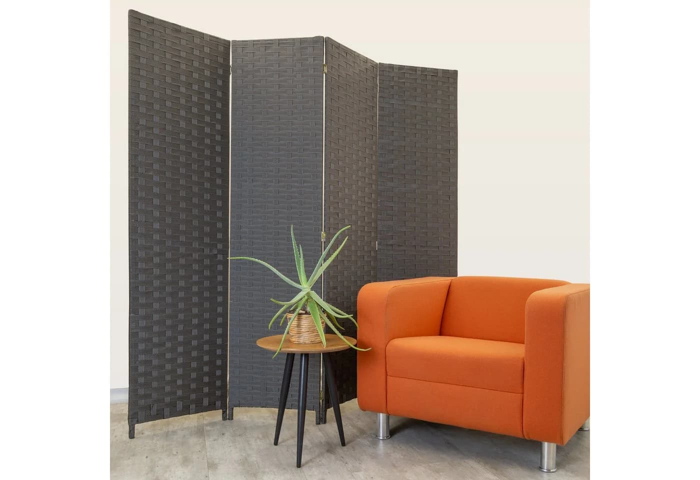 Hexim Raumteiler Paravent 180x180 cm Schwarz-Weiß Gepunktet
