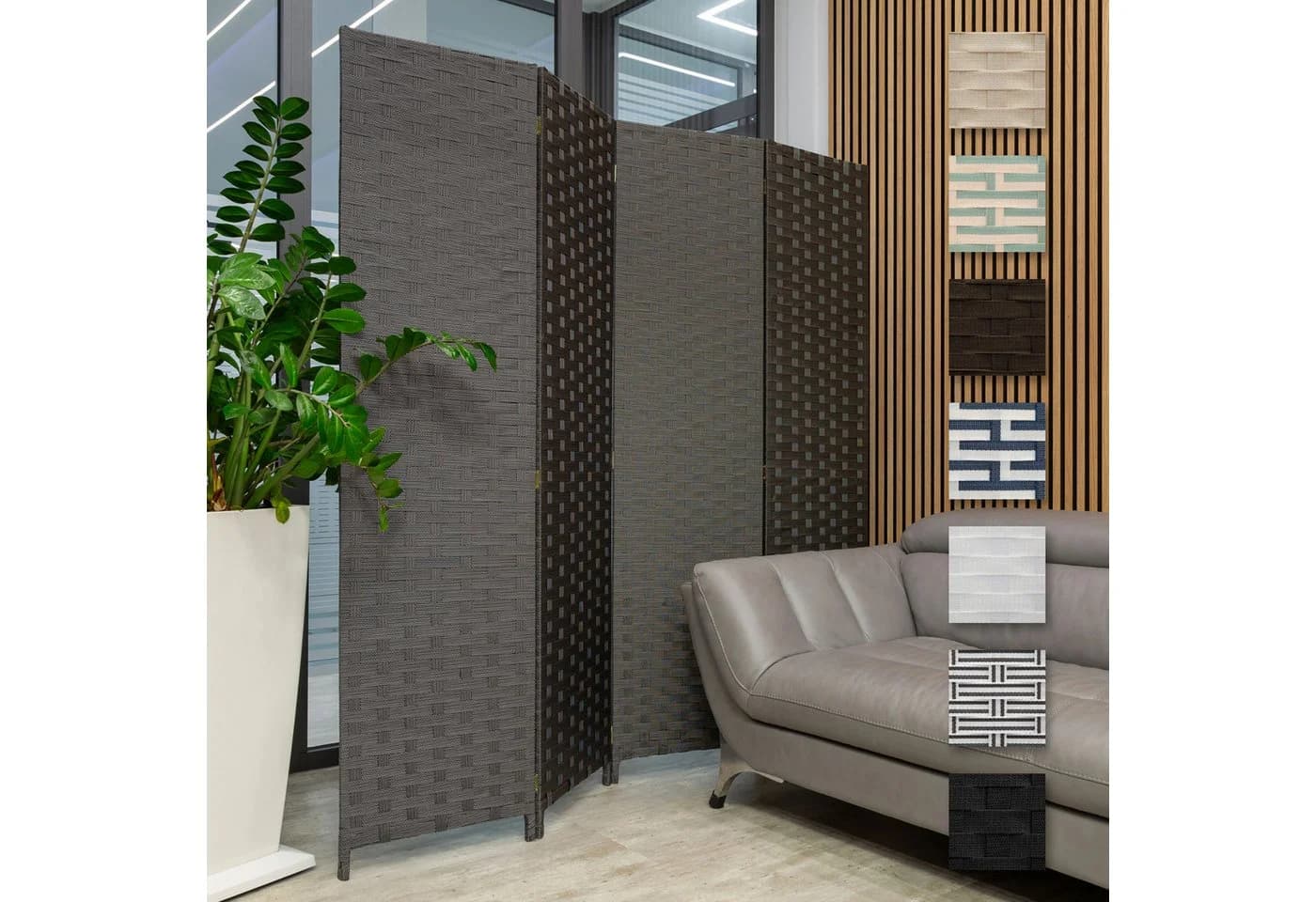 Hexim Raumteiler Paravent 180x180 cm Schwarz-Weiß Gepunktet - Bild 2