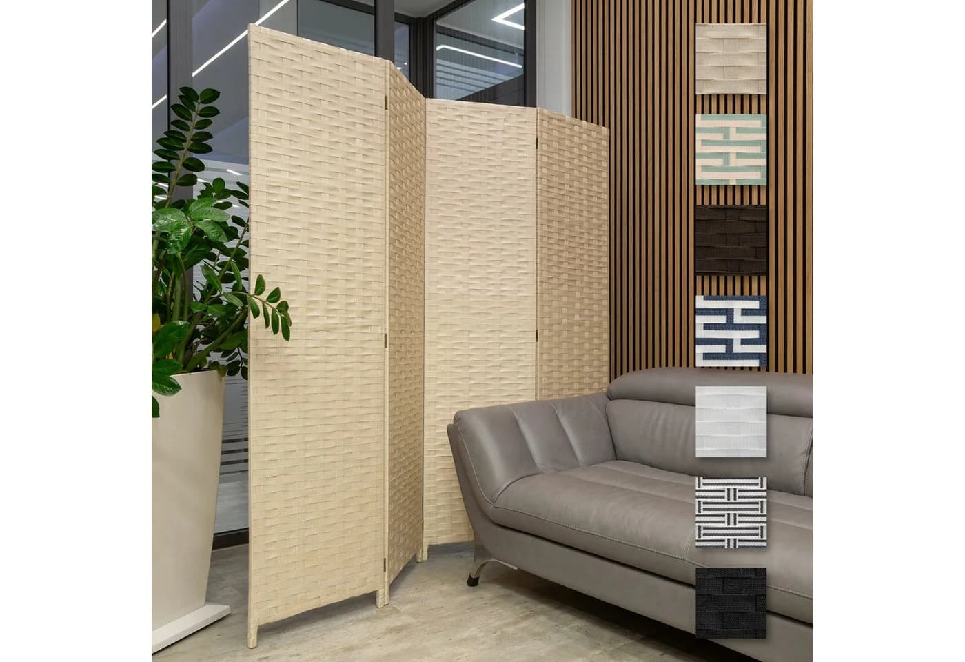 Hexim Raumteiler Paravent 180x180 cm Klappbar Beige - Bild 2