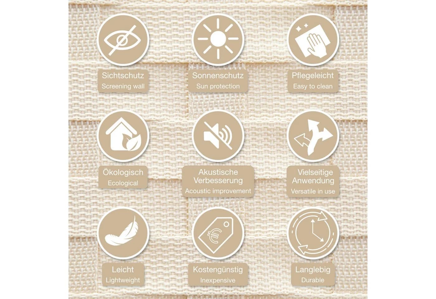 Hexim Raumteiler Paravent 180x180 cm Klappbar Beige - Bild 5