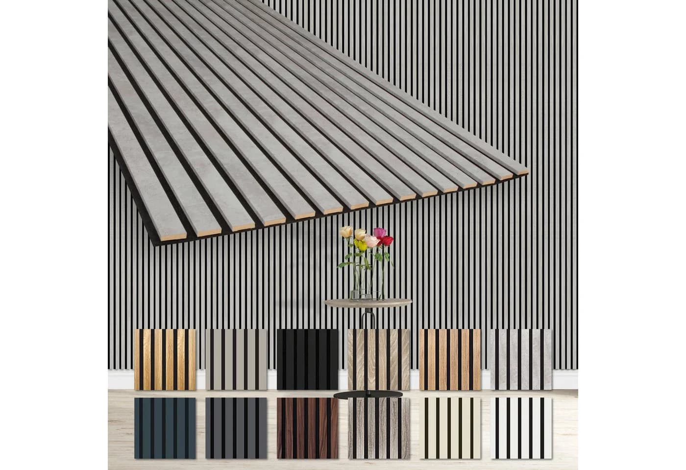 Hexim Wanddekoobjekt AP10 Flexible Akustikpaneele Grau Holz - Bild 2