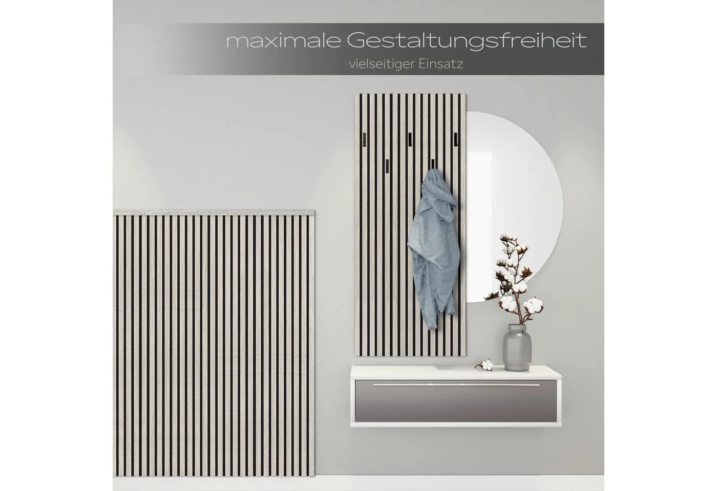 Hexim Wanddekoobjekt AP10 Flexible Akustikpaneele Grau Holz - Bild 4