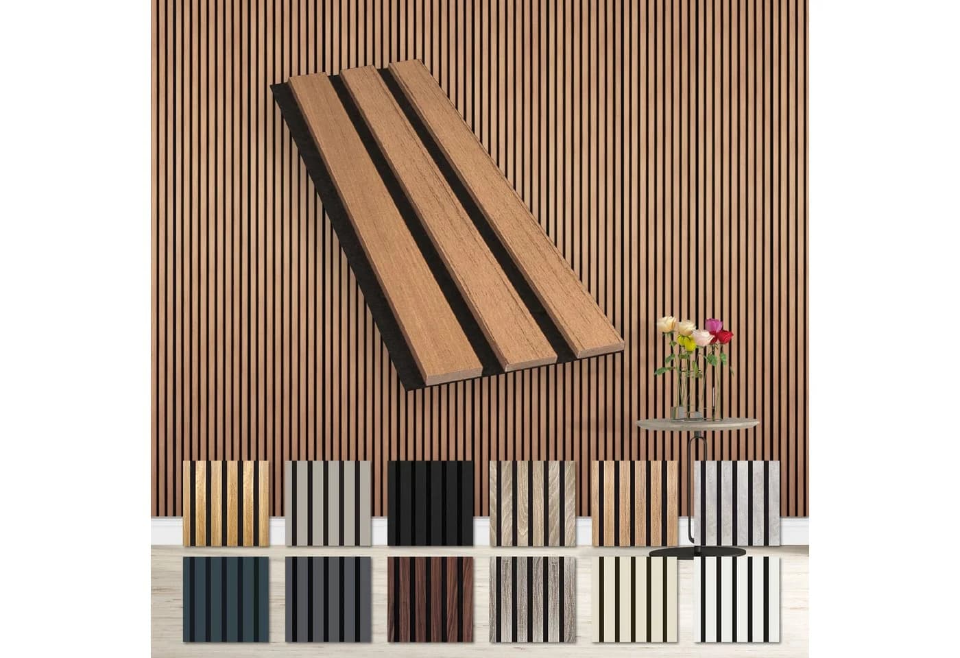 Hexim Wanddekoobjekt Teak Akustikpaneele flexible Lamellenwand - Bild 2