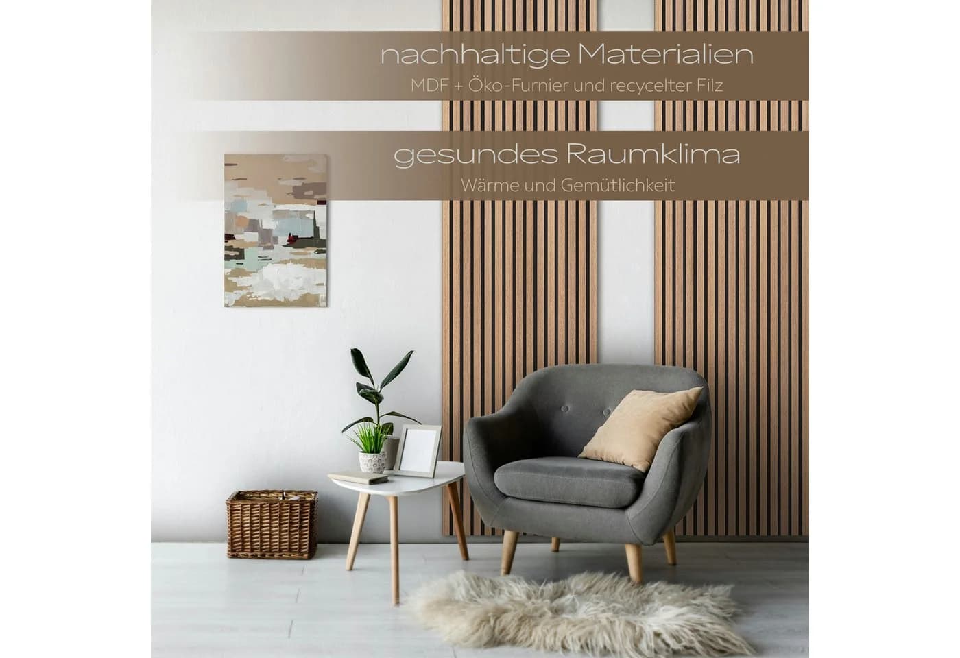 Hexim Wanddekoobjekt Teak Akustikpaneele flexible Lamellenwand - Bild 5