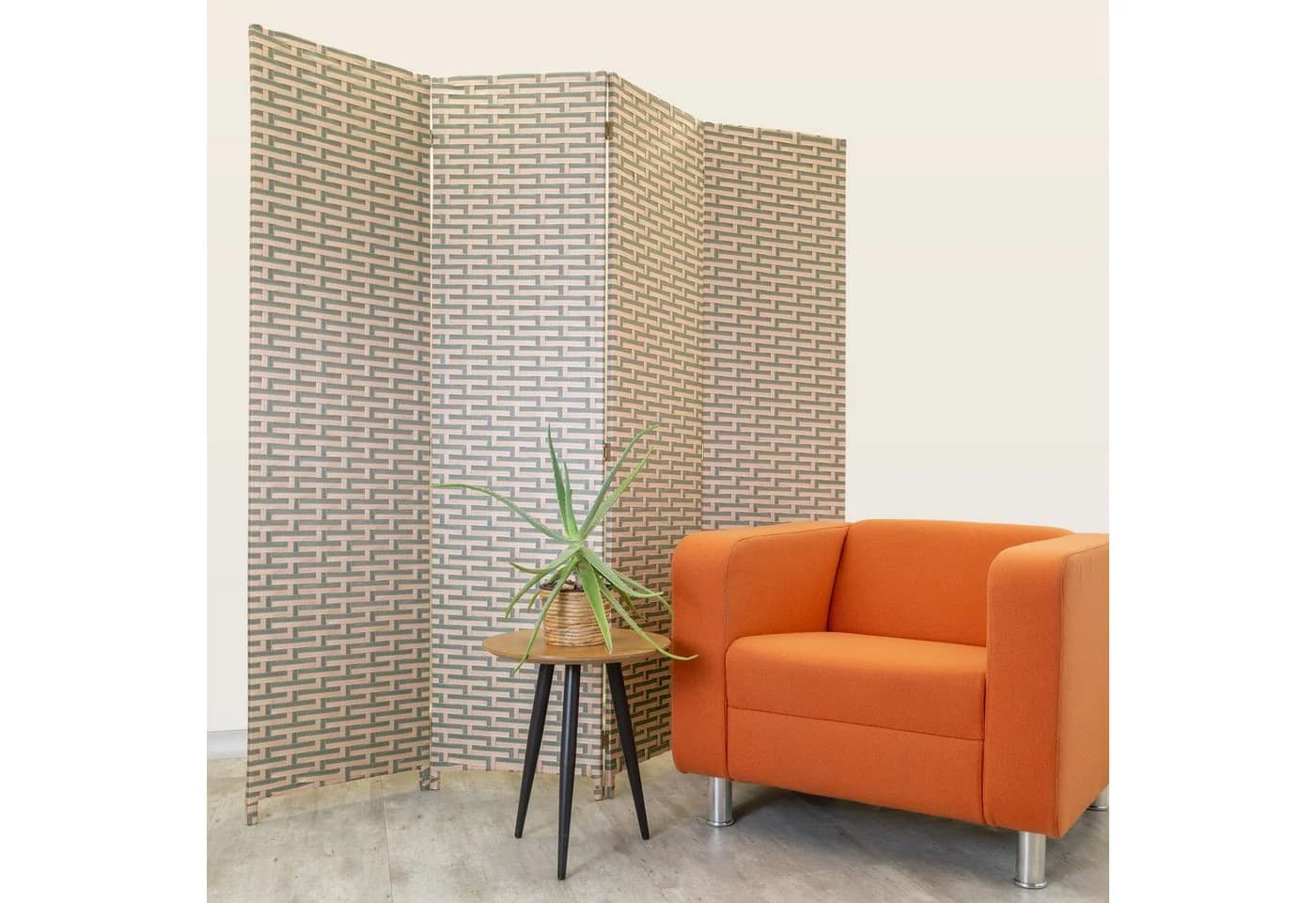 Hexim Raumteiler Paravent 180x180 cm Klappbar Weiß & Grün