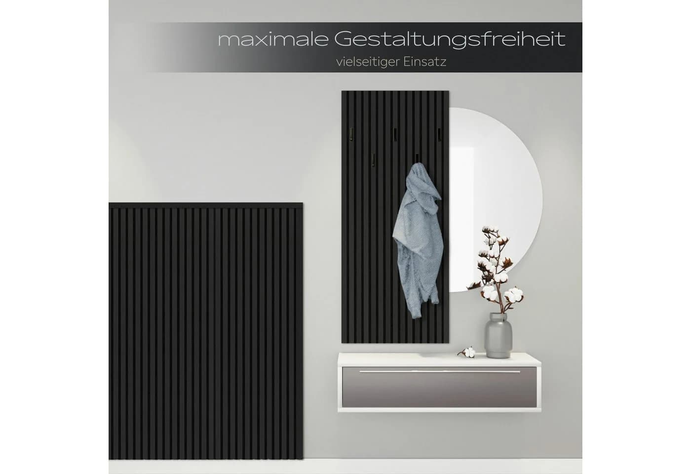Hexim Wanddekoobjekt AP12 Akustikpaneele Schwarz Flexibel MDF - Bild 4