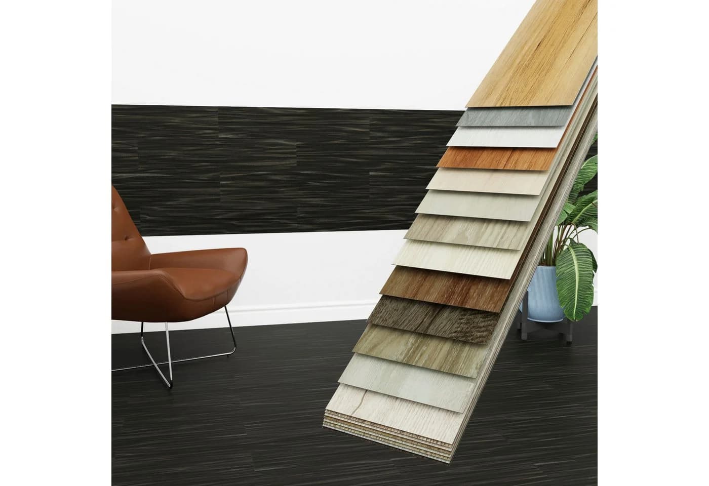 Hexim Vinylboden, Vinyldielen 0,97m² selbstklebend PVC Wandverkleidung Bodenbelag Holzoptik 91x15cm Paneele für Wand & Boden Holzdielen schwarz - Bild 2
