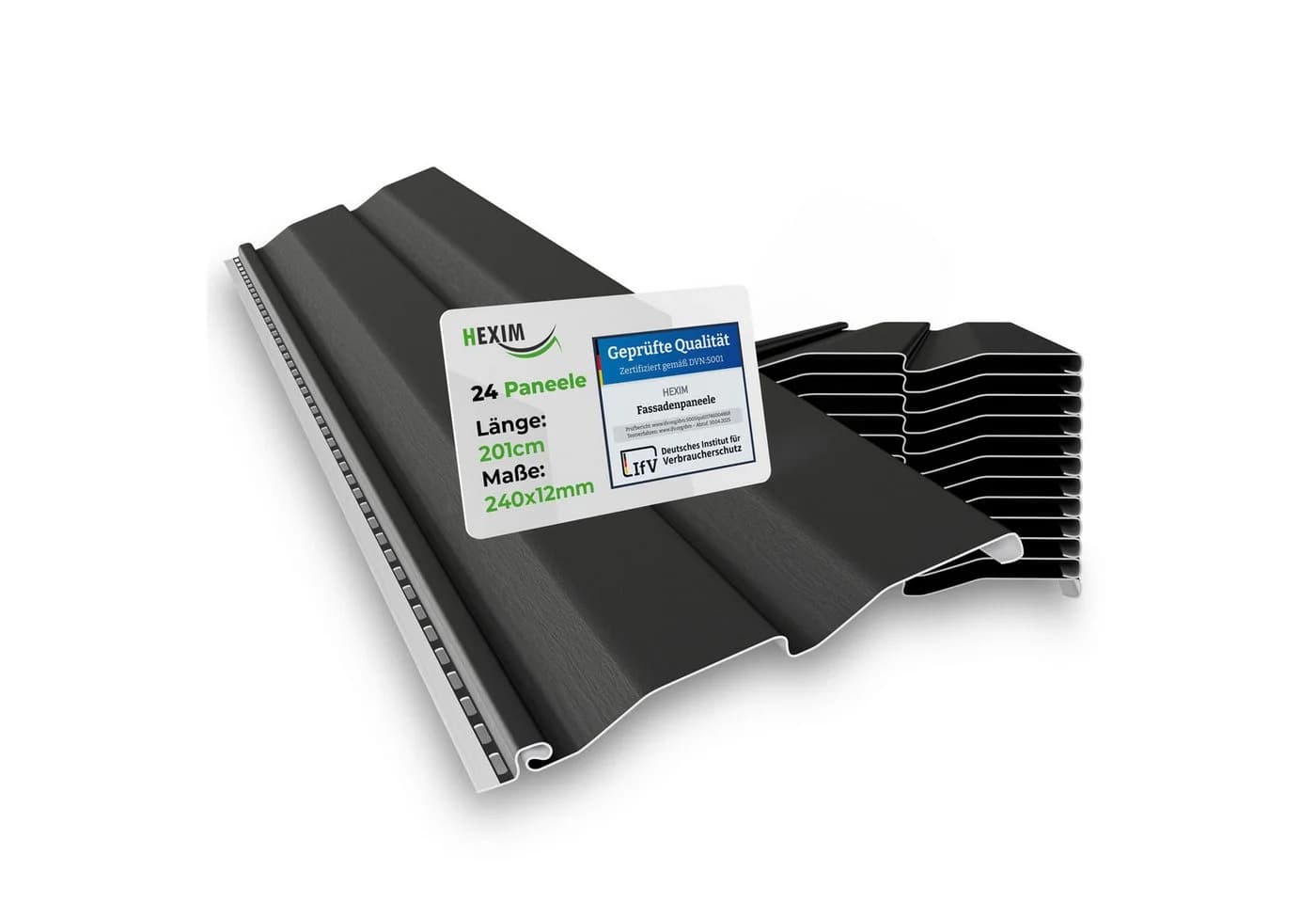 Hexim Fassadenverkleidung Anthrazit PVC-U 24 Paneele - Bild 2
