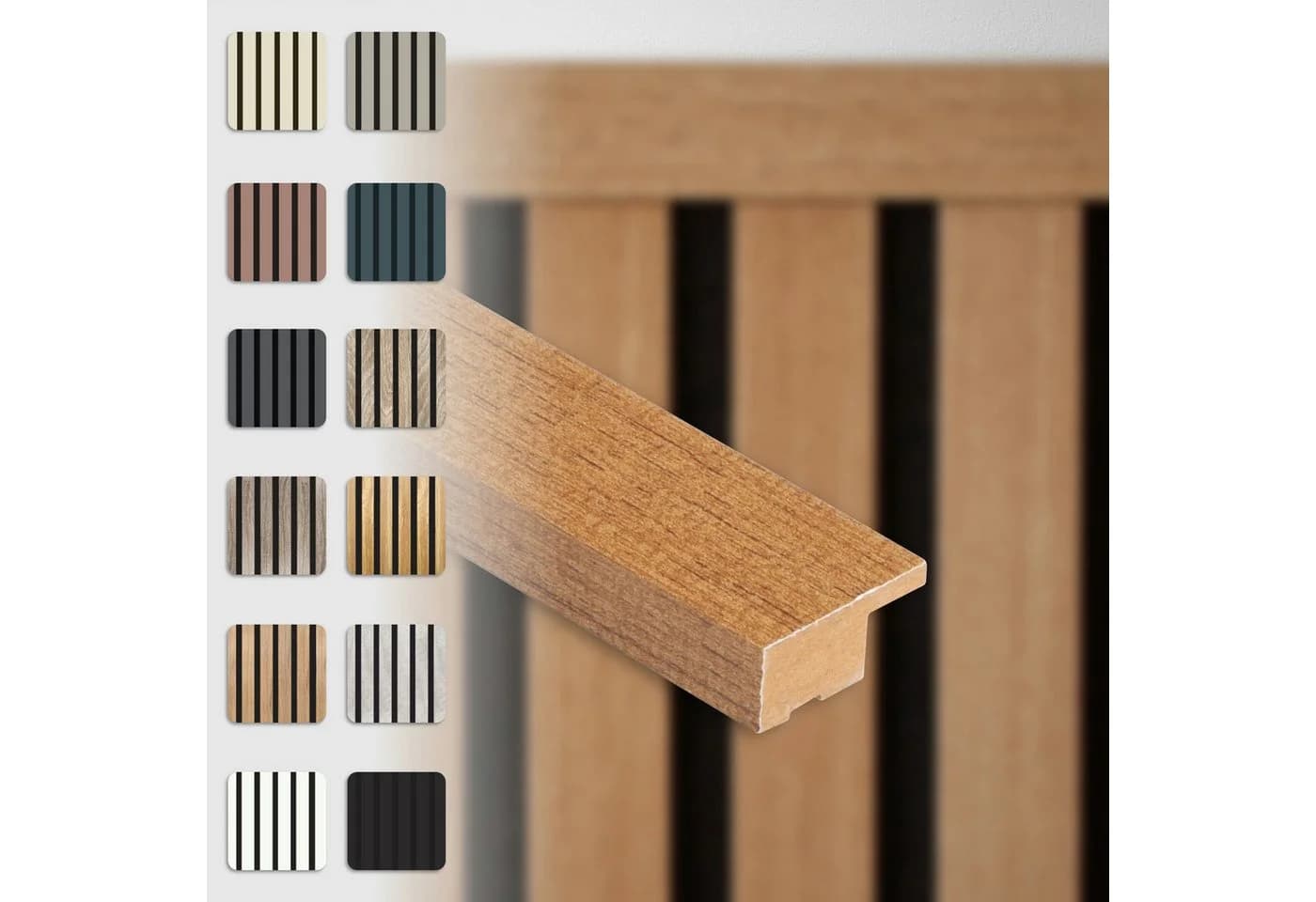 Hexim Abschlussleiste Teak für Akustikpaneele Wanddeko - Bild 2