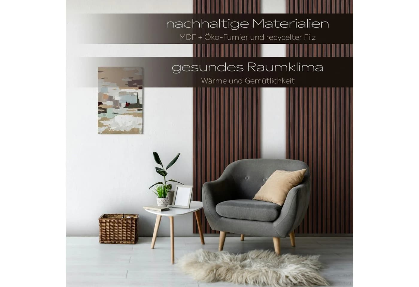 Hexim Wanddekoobjekt Catania Oak - Flexibles Akustikpaneel Braun - Bild 5