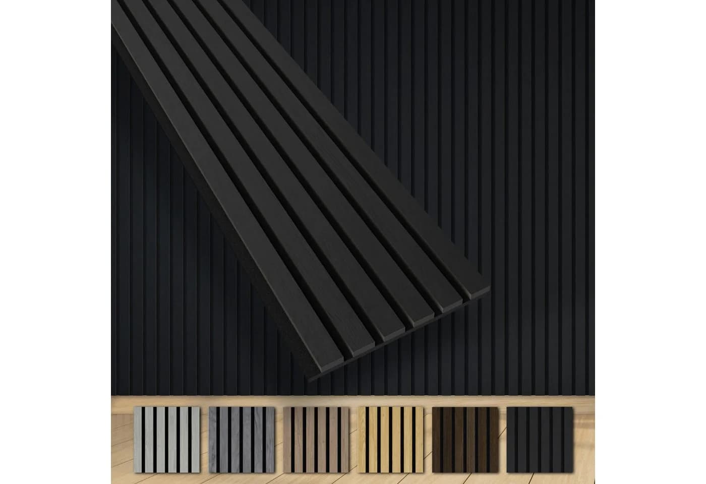 Hexim Wandpaneel 6x 280x30cm Schwarz Akustik Holzlamellen - Bild 2