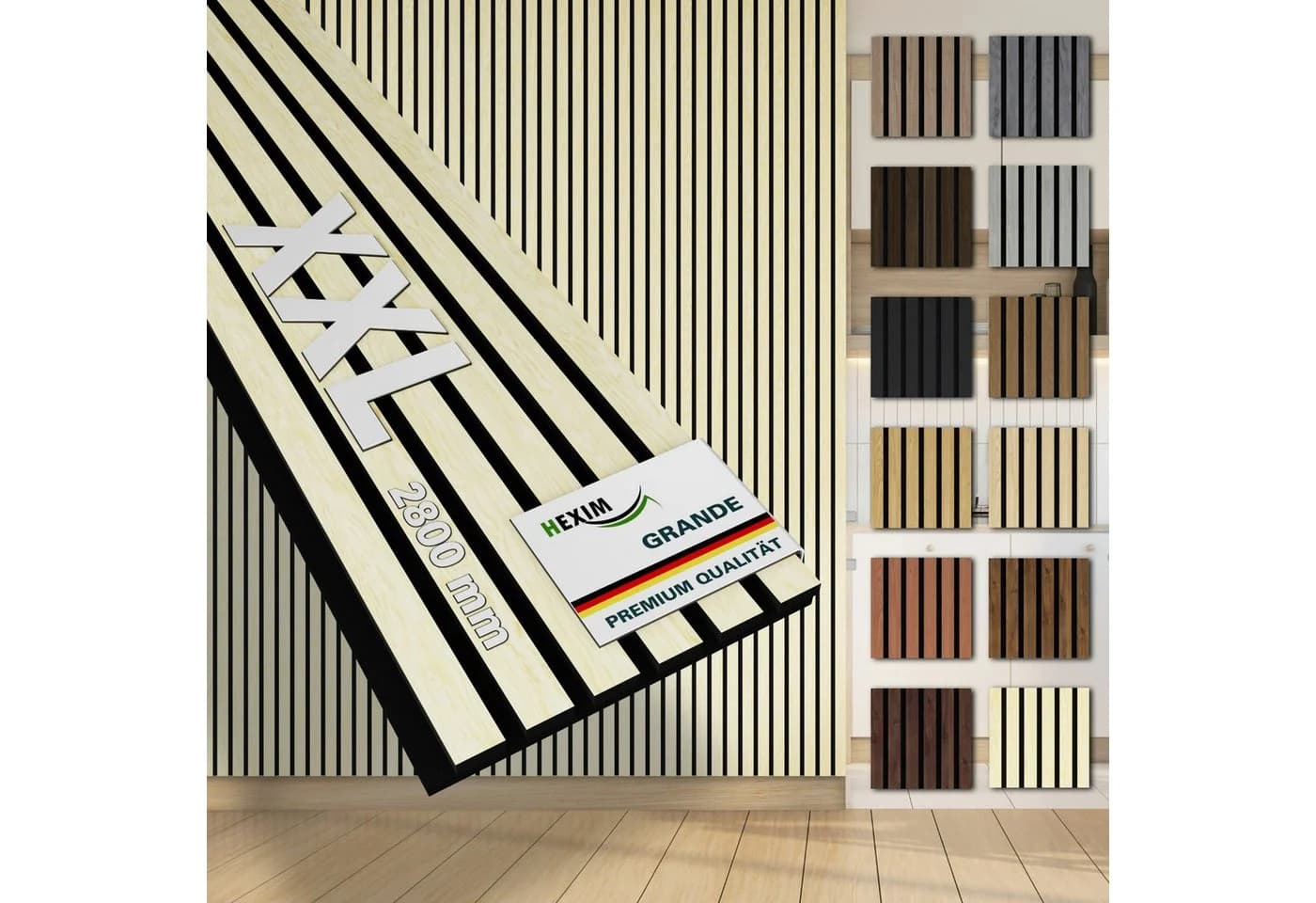 Hexim Akustikpaneel Echtholzfurnier Light Ash XXL Wandverkleidung - Bild 2