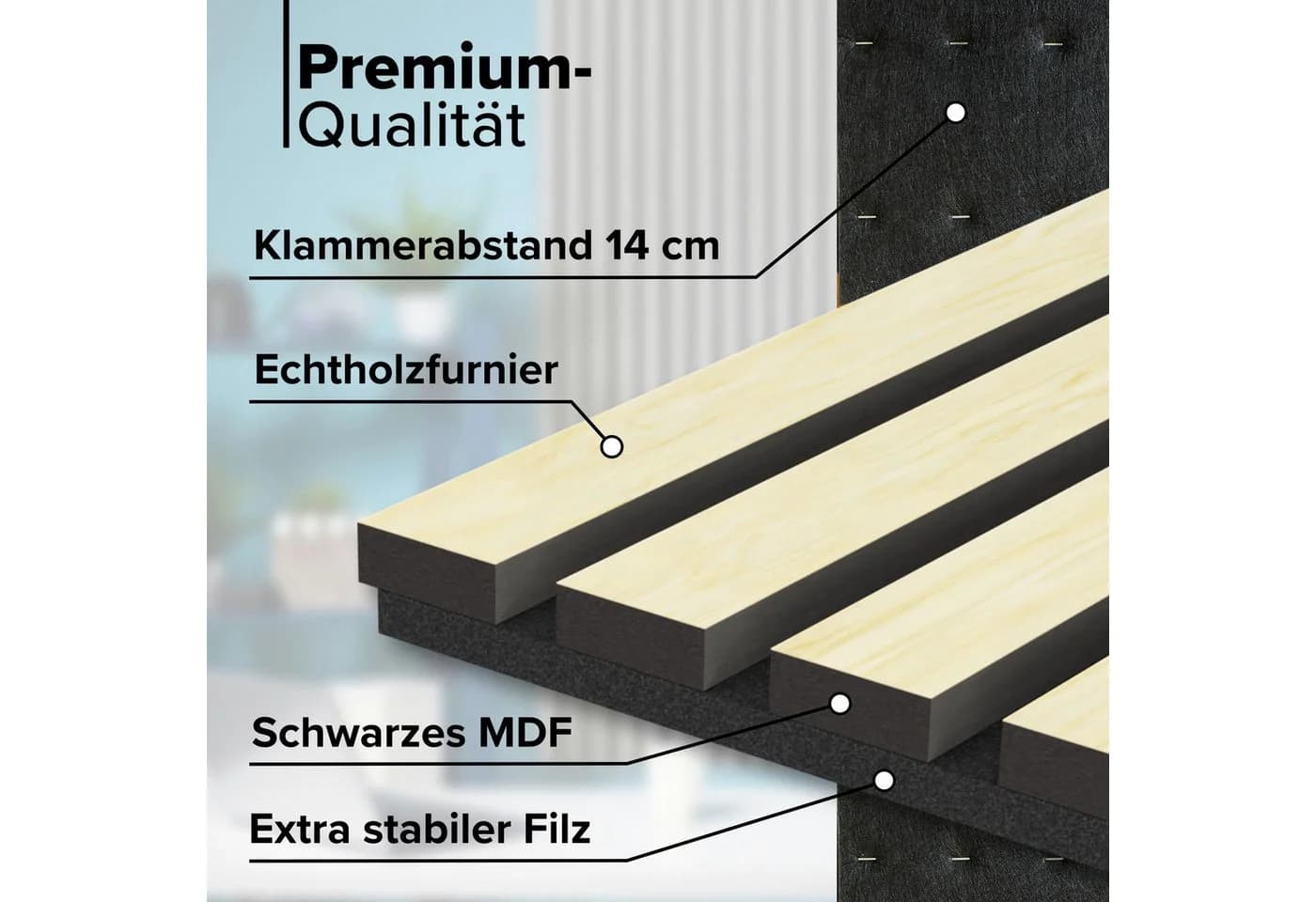Hexim Akustikpaneel Echtholzfurnier Light Ash XXL Wandverkleidung - Bild 3