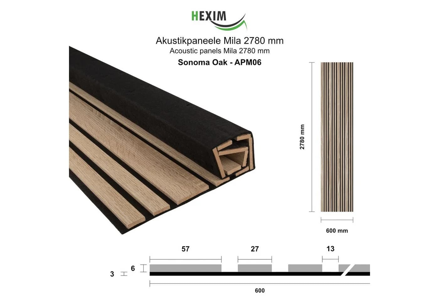 Hexim Akustikpaneel Mila flexibel Holz Wanddeko braun