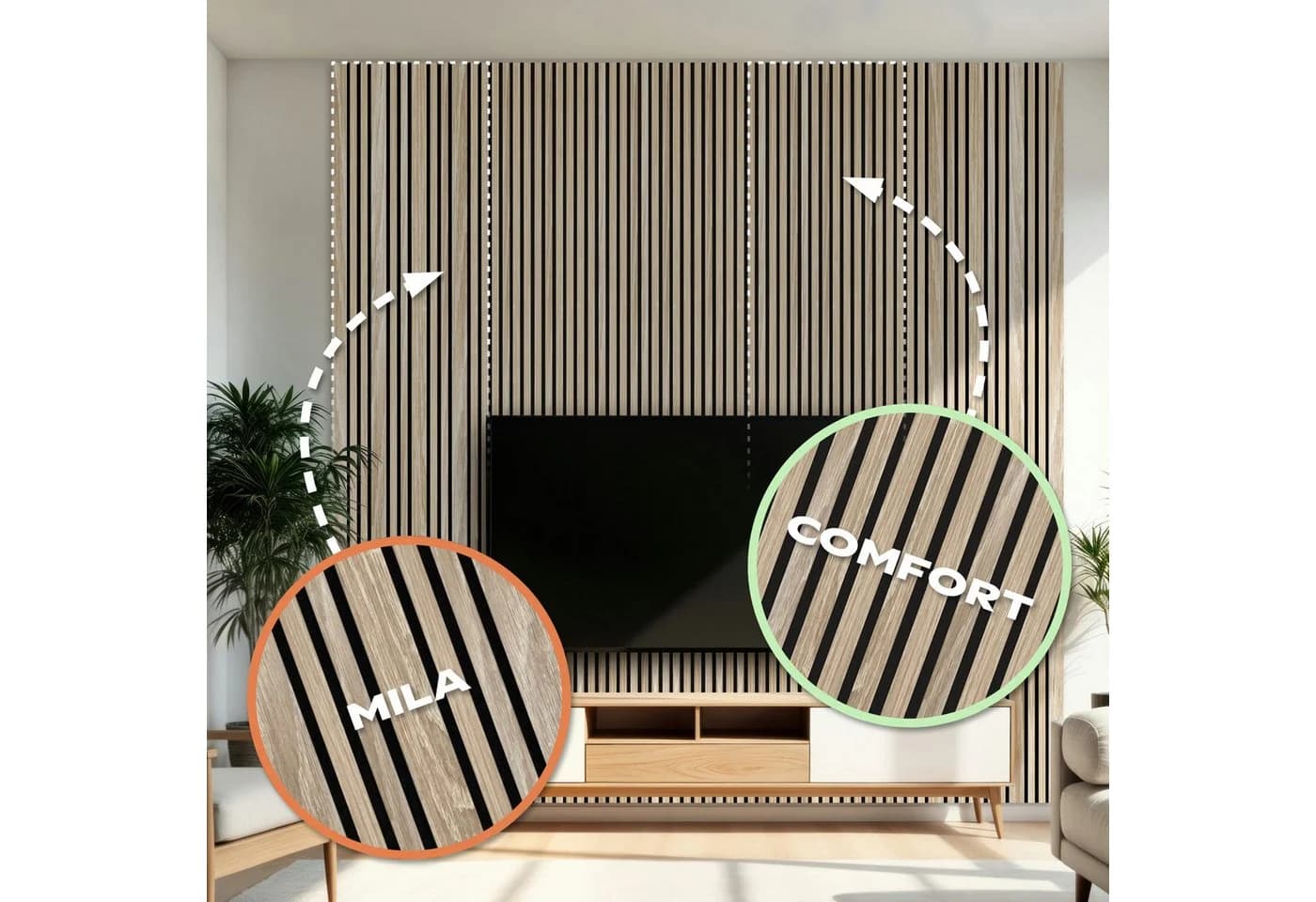 Hexim Akustikpaneel Mila flexibel Holz Wanddeko braun - Bild 3