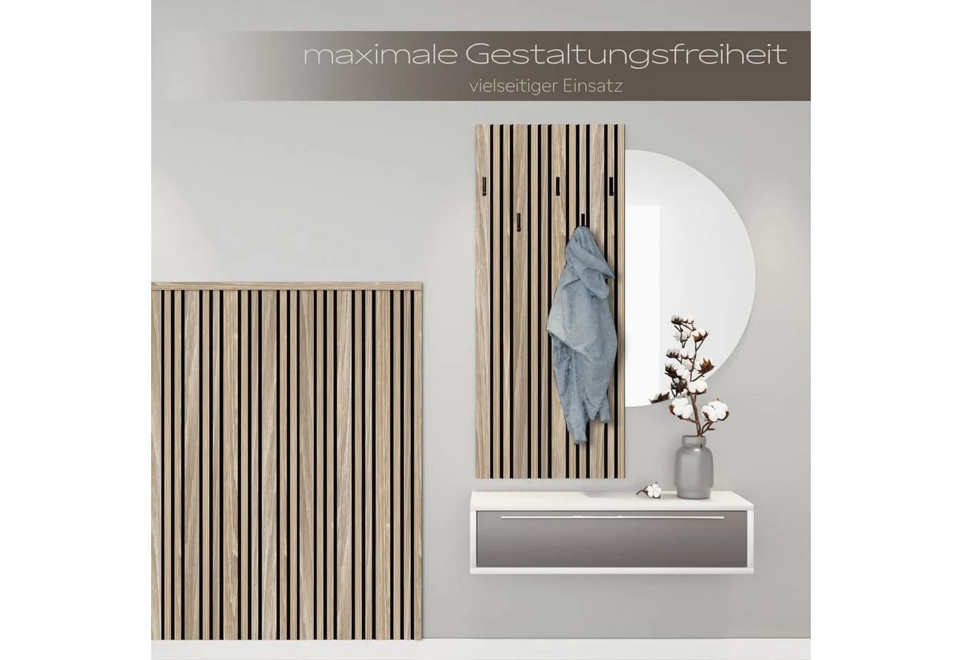 Hexim Akustikpaneel Mila flexibel Holz Wanddeko braun - Bild 5