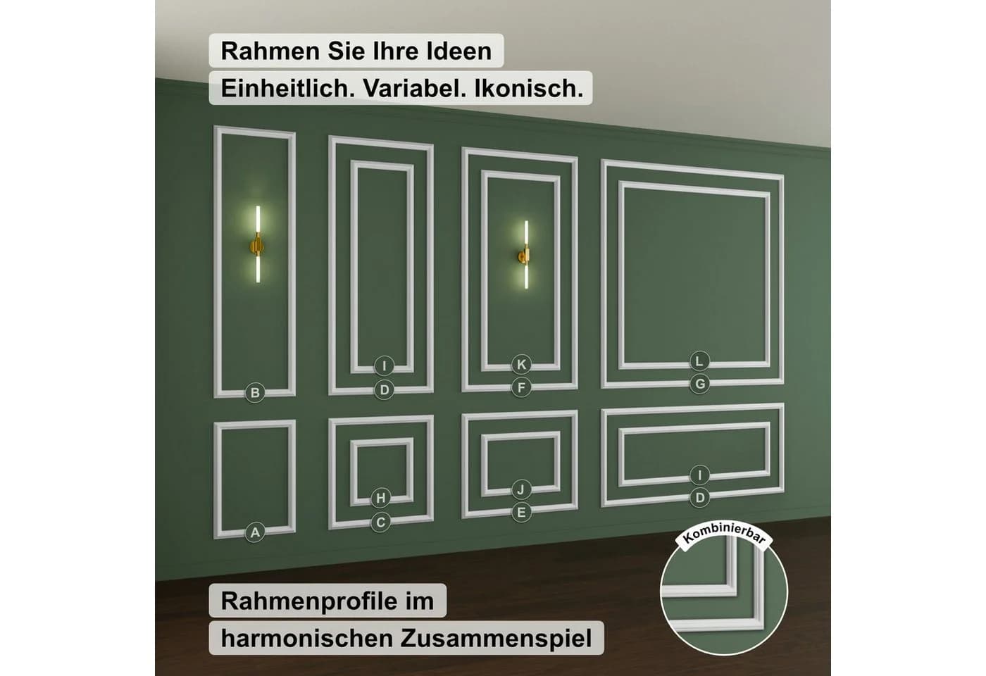 Hexim Stuckleiste Wandrahmen HDPS Weiß RM01-K
