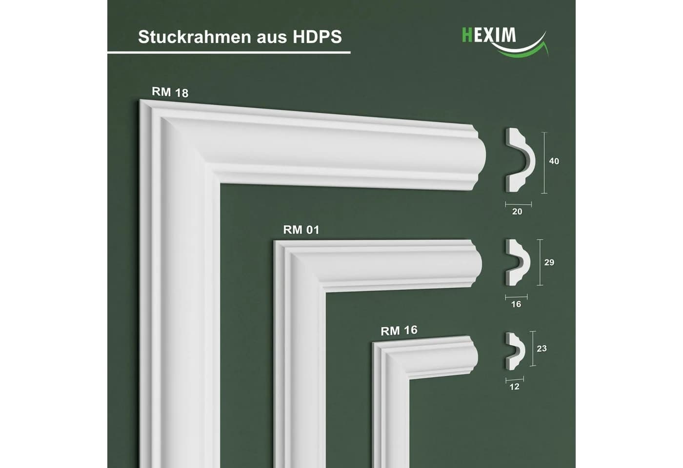 Hexim Stuckleiste Wandrahmen HDPS Weiß RM01-K - Bild 4