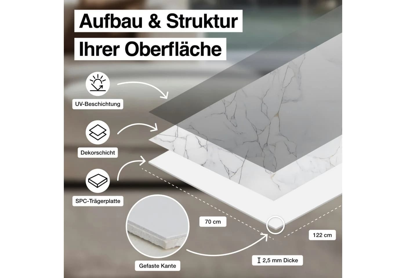 Hexim Wandpaneel Marmoroptik 4er-Set SPC Kunststoff - Bild 3