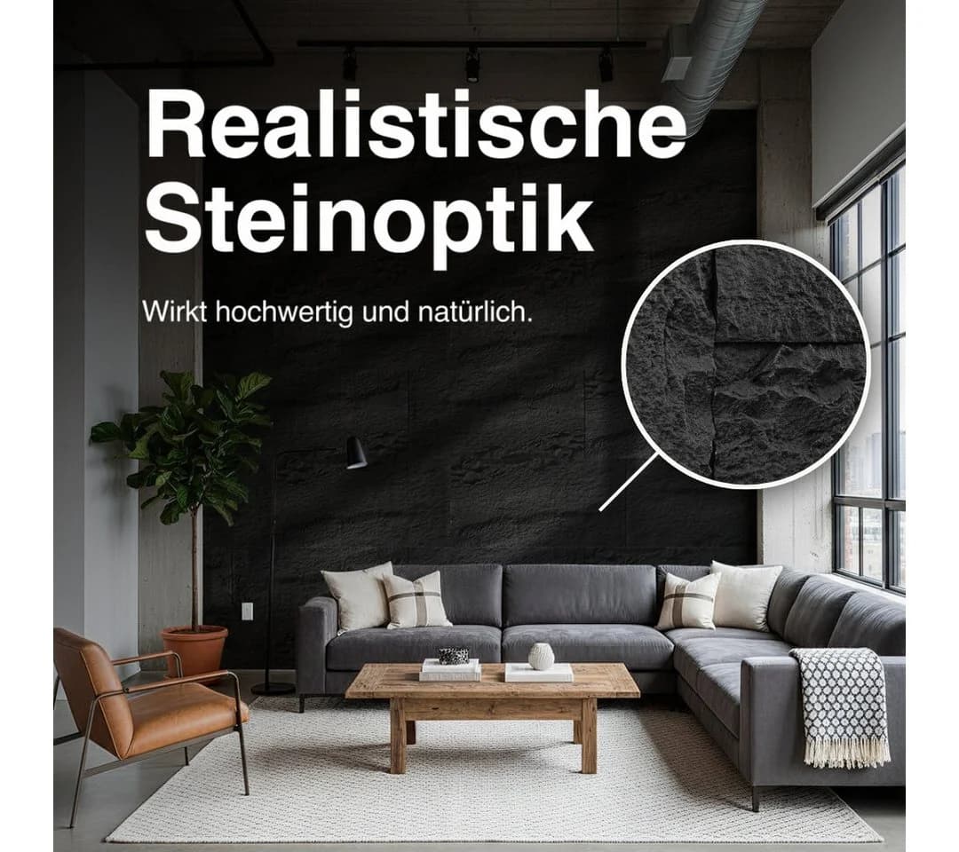 Hexim Wandpaneel Steinoptik Felsenplatten PU Wandverkleidung 2,92 m² 3D Paneele Bruchstein