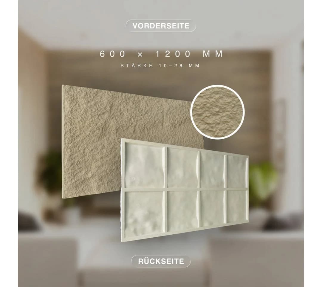 Hexim Wandpaneel Steinoptik Felsenplatten PU Wandverkleidung 2,92 m² 3D Paneele Bruchstein - Bild 4