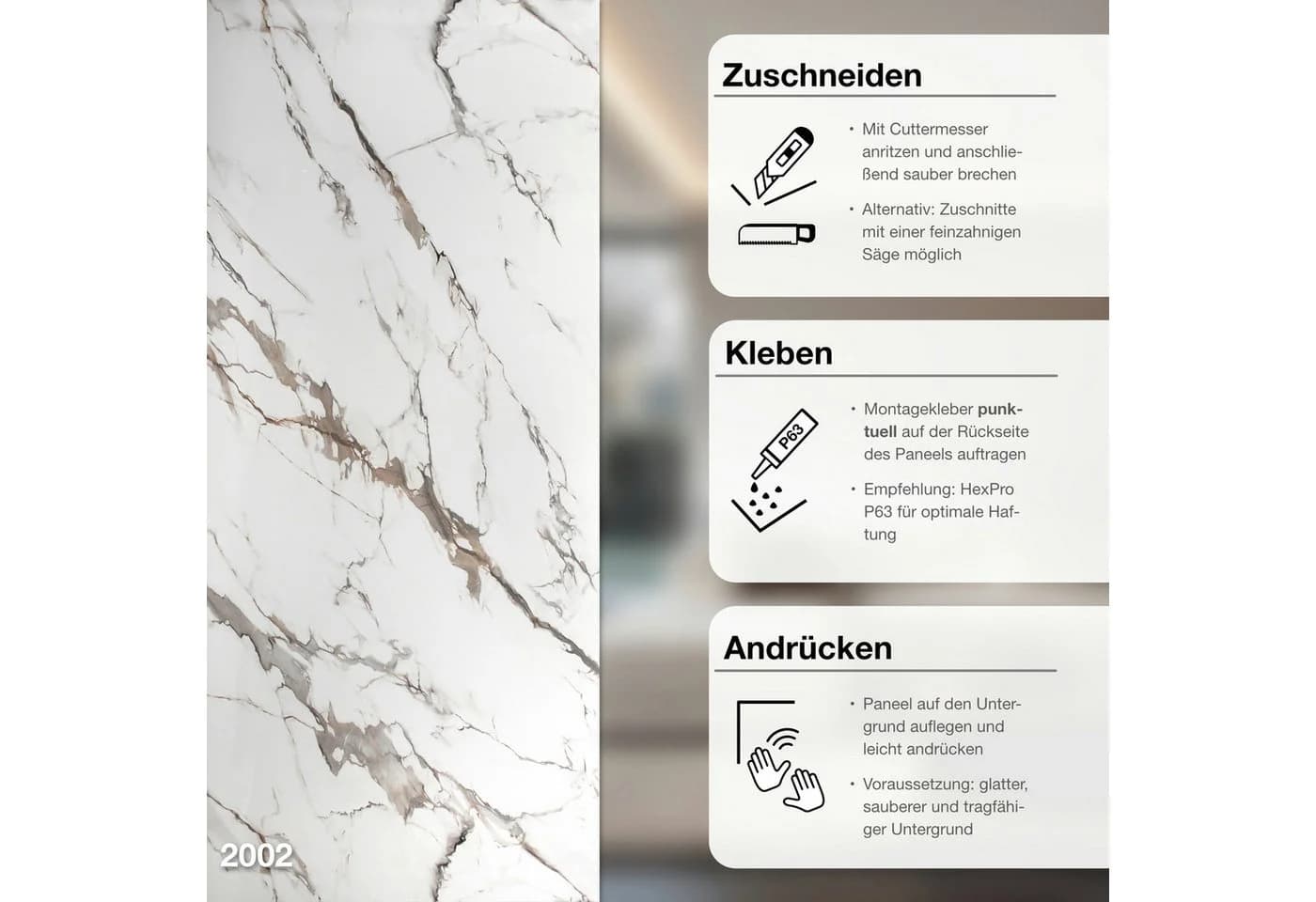 Hexim Wandpaneel Marmoroptik SPC Kunststoff 280x122 cm