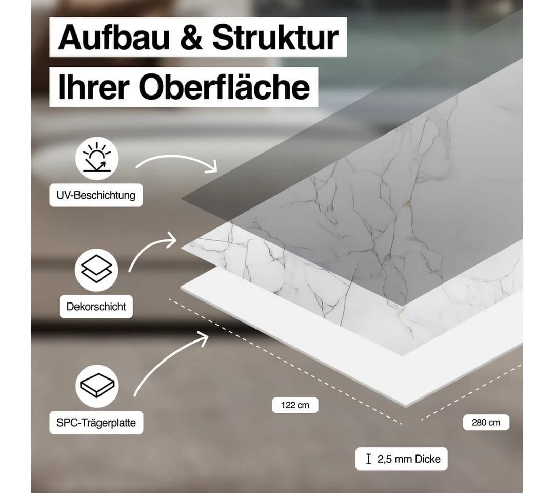 Hexim Wandpaneel Marmoroptik SPC Kunststoff 280x122 cm - Bild 3