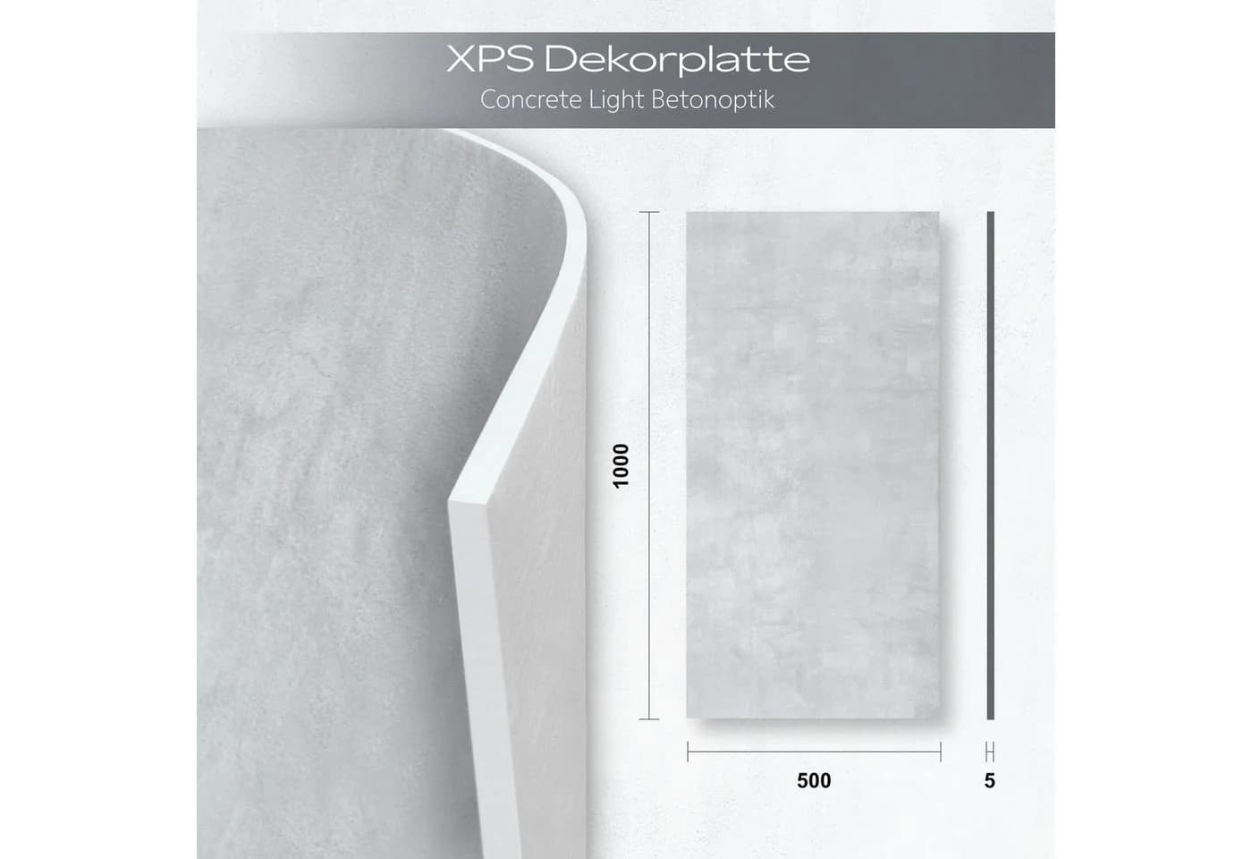 Hexim Wandpaneel Betonoptik XPS 50x100 cm Grau