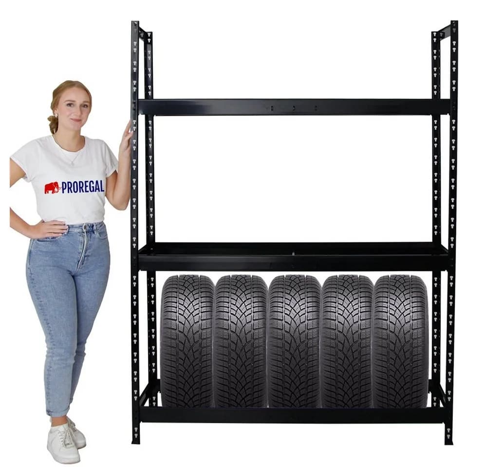 PROREGAL® Schwerlastregal TIGER XL 900kg für 18-21 Reifen Schwarz - Bild 3