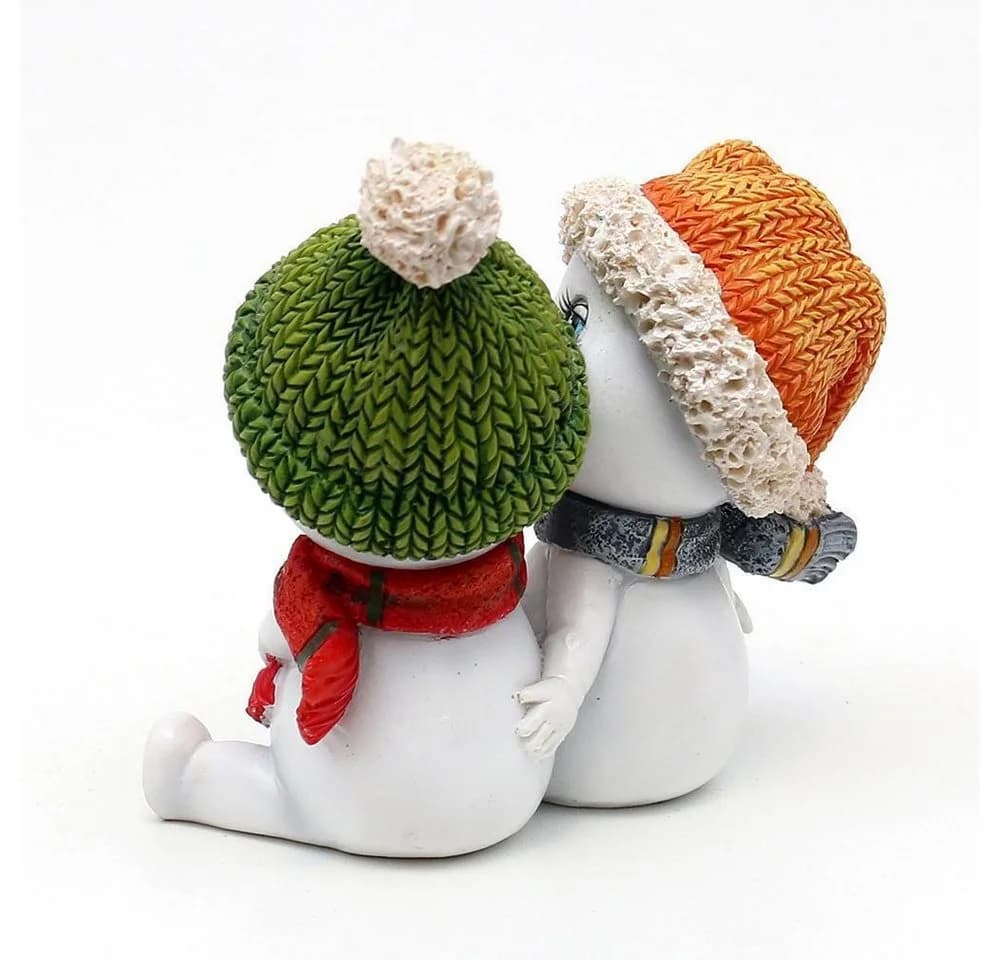 Dekohelden24 Schneekinderpaar mit Mütze und Schal