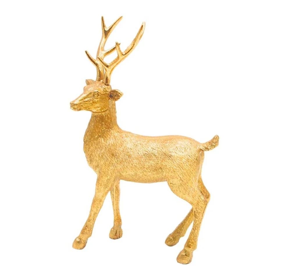 Dekohelden24 Hirschfigur Keramik Gold Landhausstil