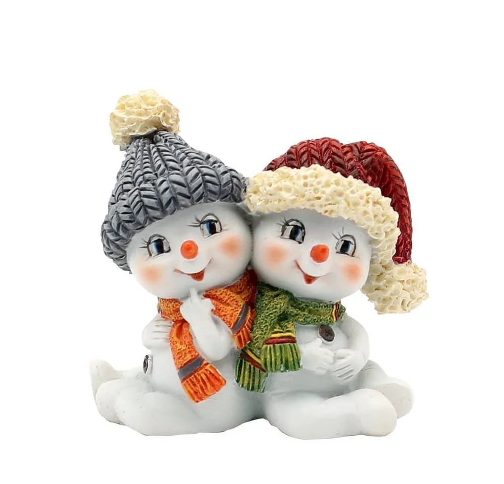 Dekohelden24 Schneekinderpaar 2er Set Bunt Polyresin