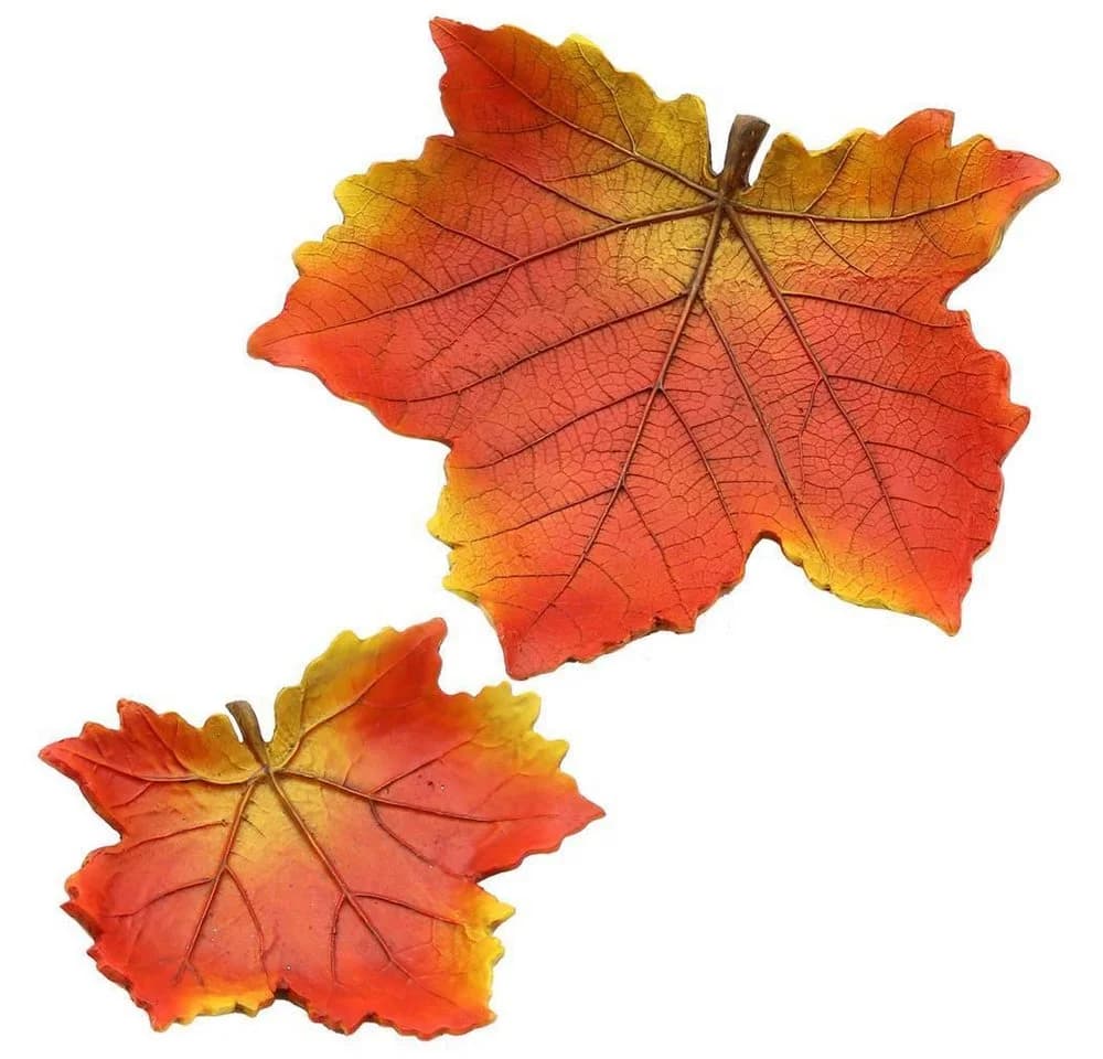 Dekohelden24 Dekoschale Herbstblatt Keramik Set 2-teilig Braun/Rot - Bild 2