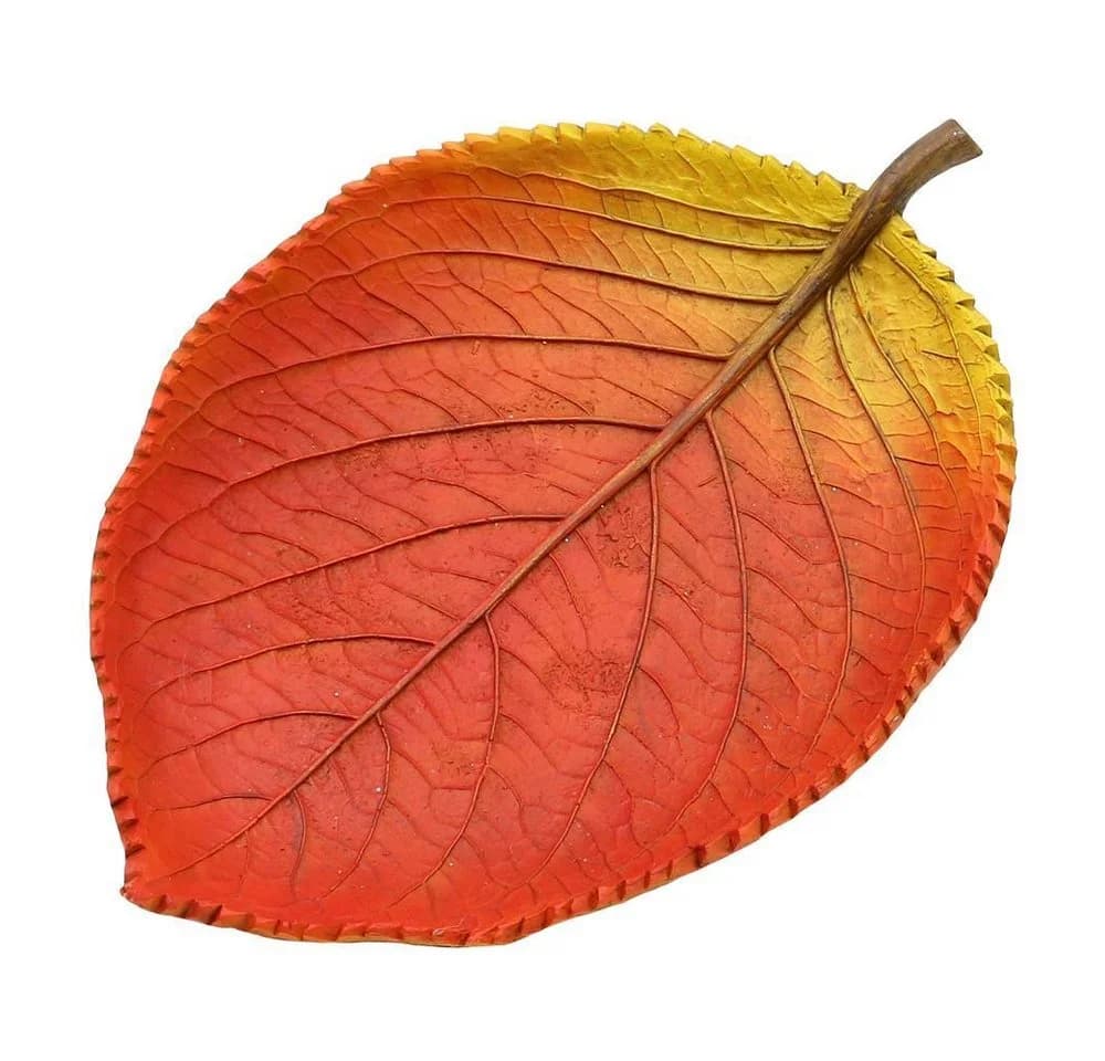 Dekohelden24 Dekoschale Herbstblatt 2er Set Keramik Braun/Rot