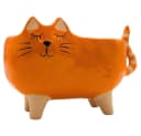 Dekohelden24 Übertopf Keramik Katzenmotiv Rosa Orange Bild 1