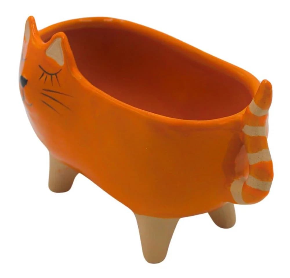 Dekohelden24 Übertopf Keramik Katzenmotiv Rosa Orange - Bild 5