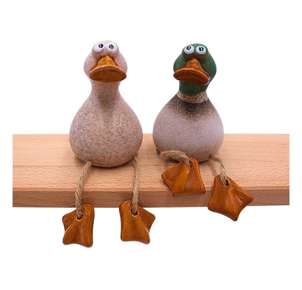 Dekohelden24 Gartenfigur Dekoenten 2er-Set Braun Mattes Finish - Bild 5