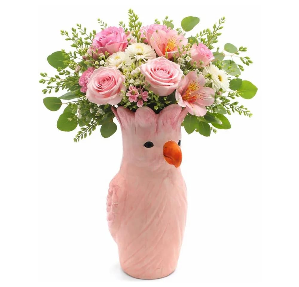 Dekohelden24 Dekovase Papagei Rosa Keramik