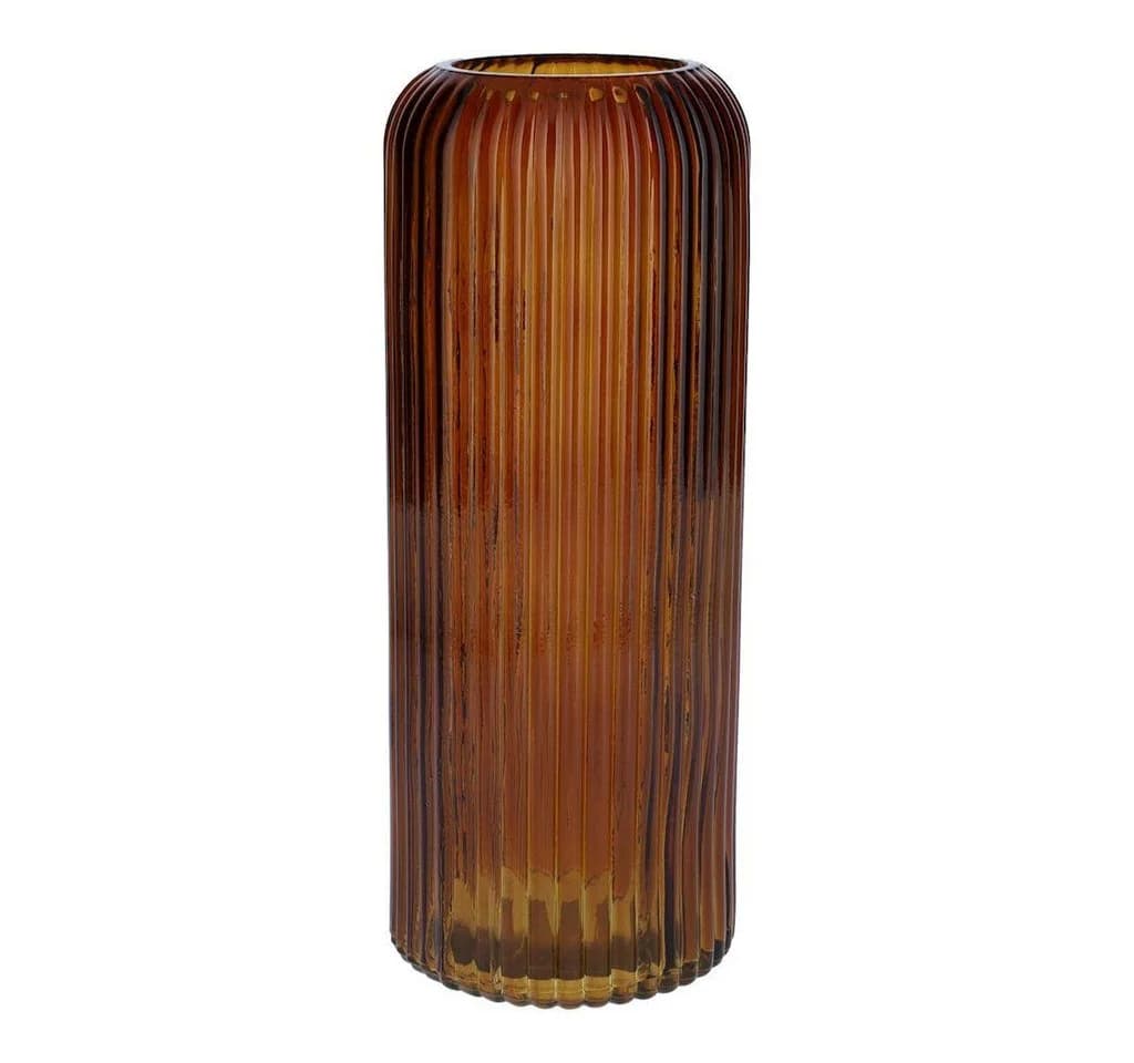 INNA-Glas Dekovase ALBURGIS Rillen Glas orange-braun-klar