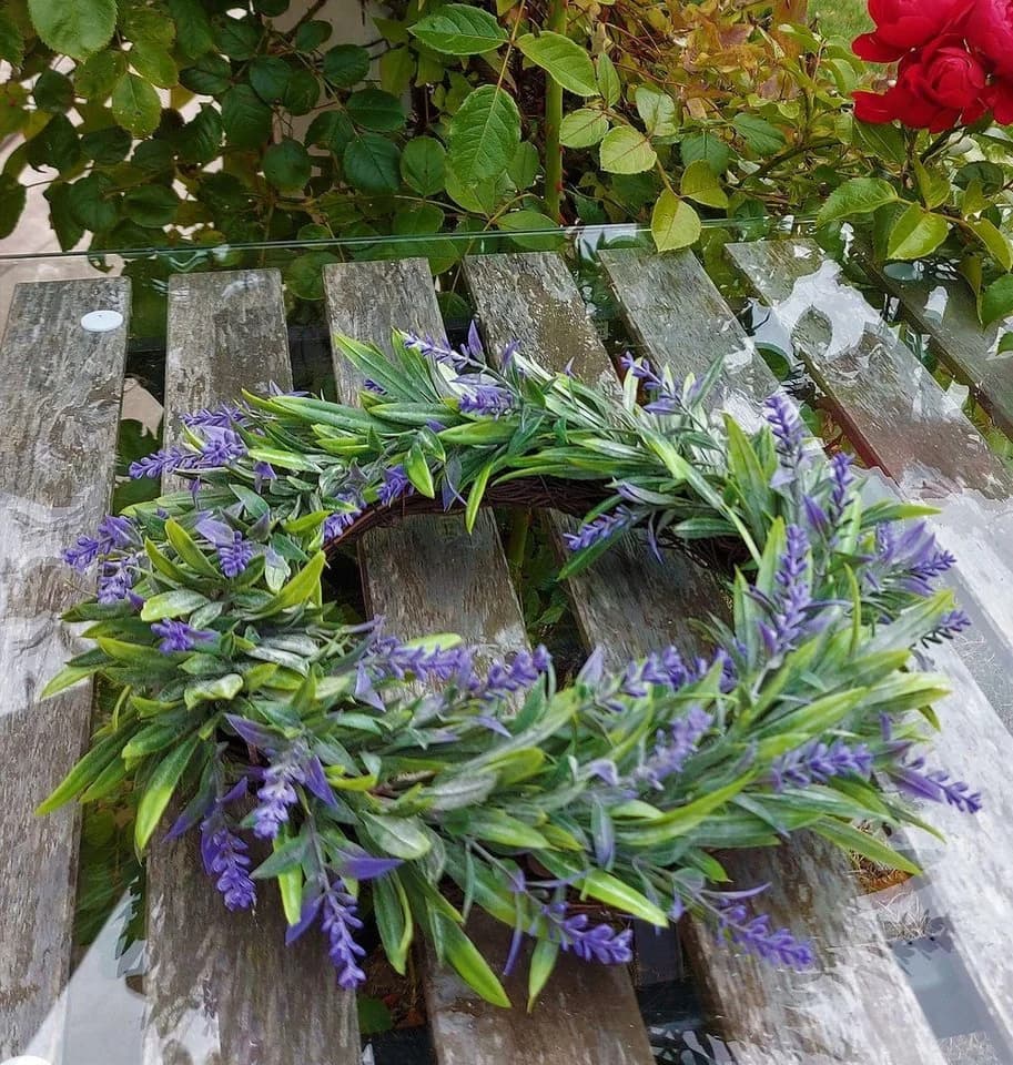 artplants Kunstkranz Deko Lavendelkranz OSTERLIND Lila Ø30cm