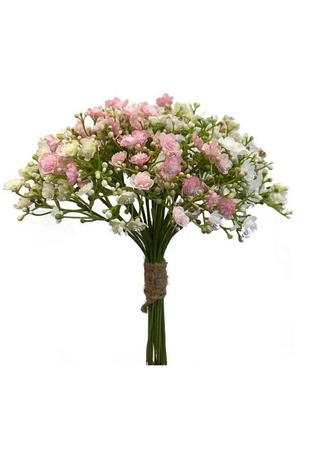 Kunstblumenstrauß Schleierkraut 23cm Weiß-Rosa artplants