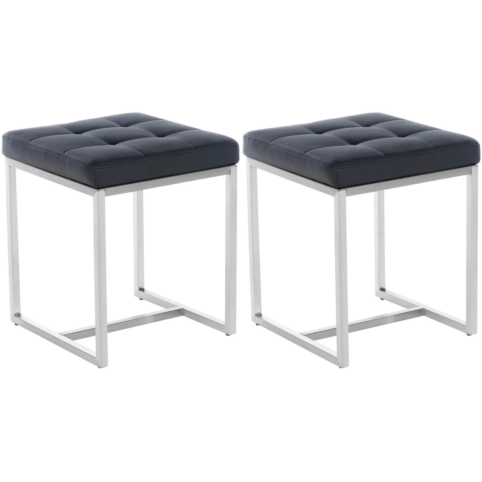 CLP 2er Set Edelstahl-Sitzhocker Barci Kunstleder