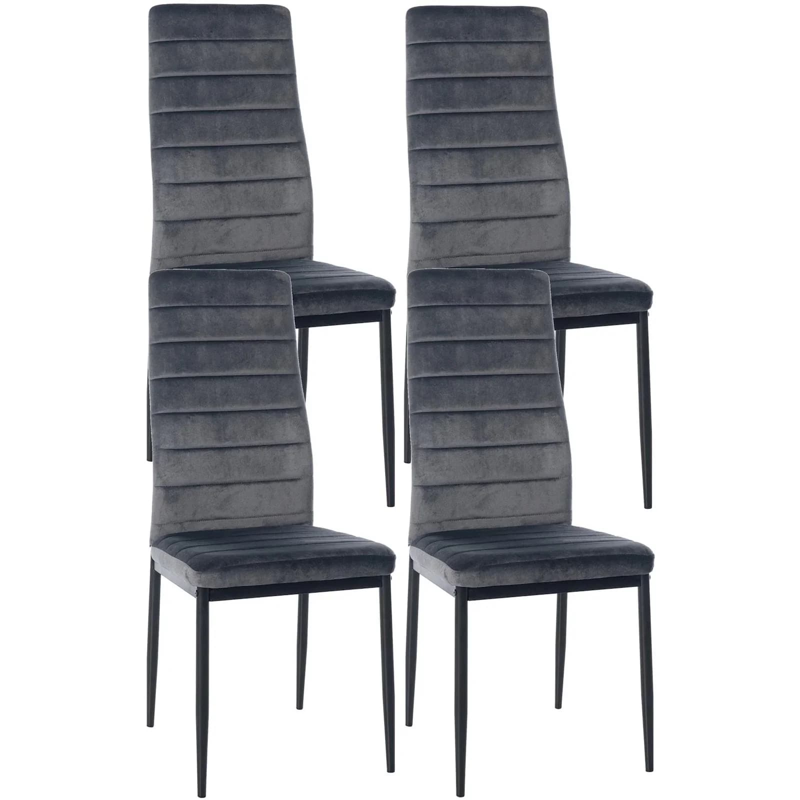 CLP 4er Set Esszimmerstühle Mayfair Samt/Kunstleder Metallgestell