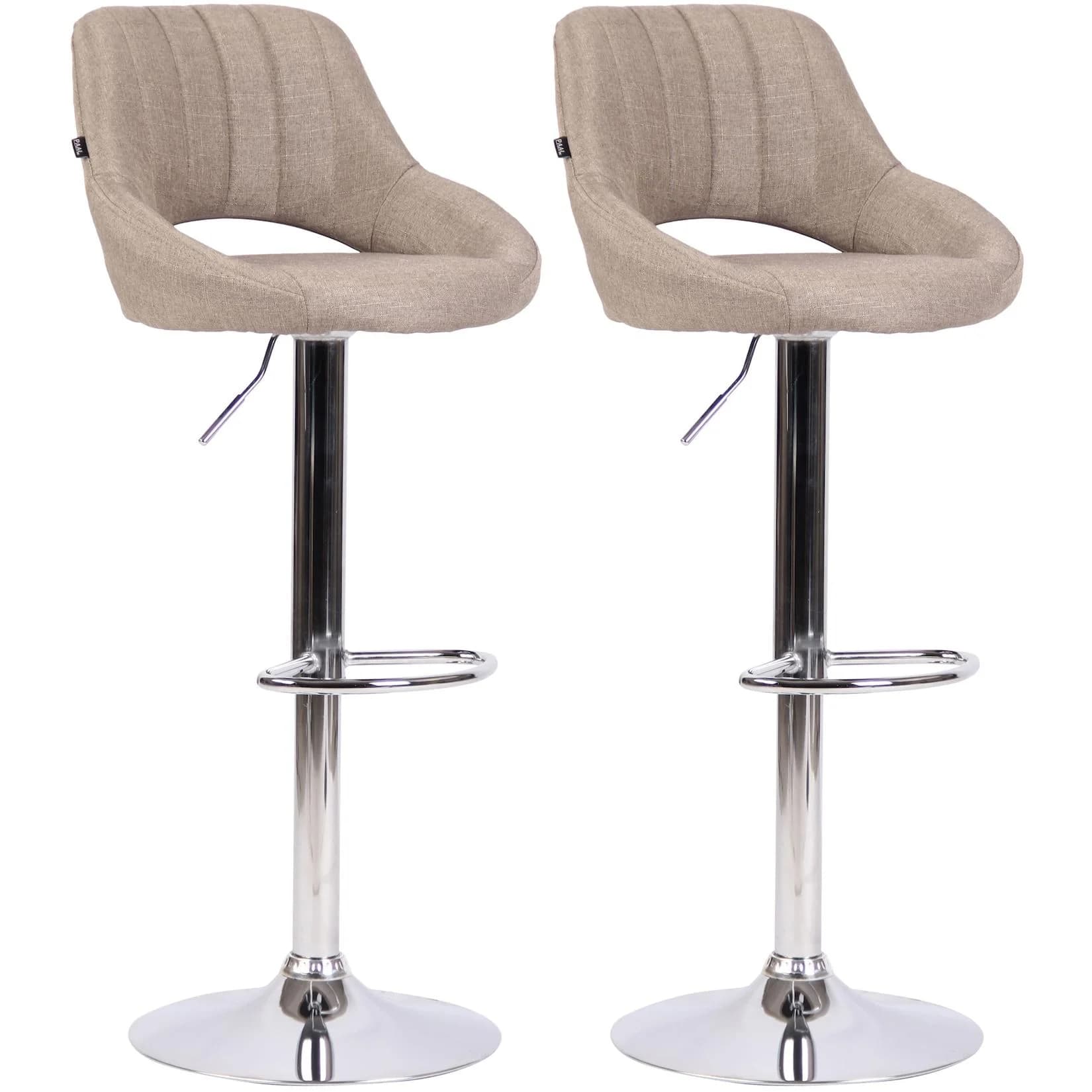 CLP Barhocker Milet 2er Set höhenverstellbar mit Lehne Stoff