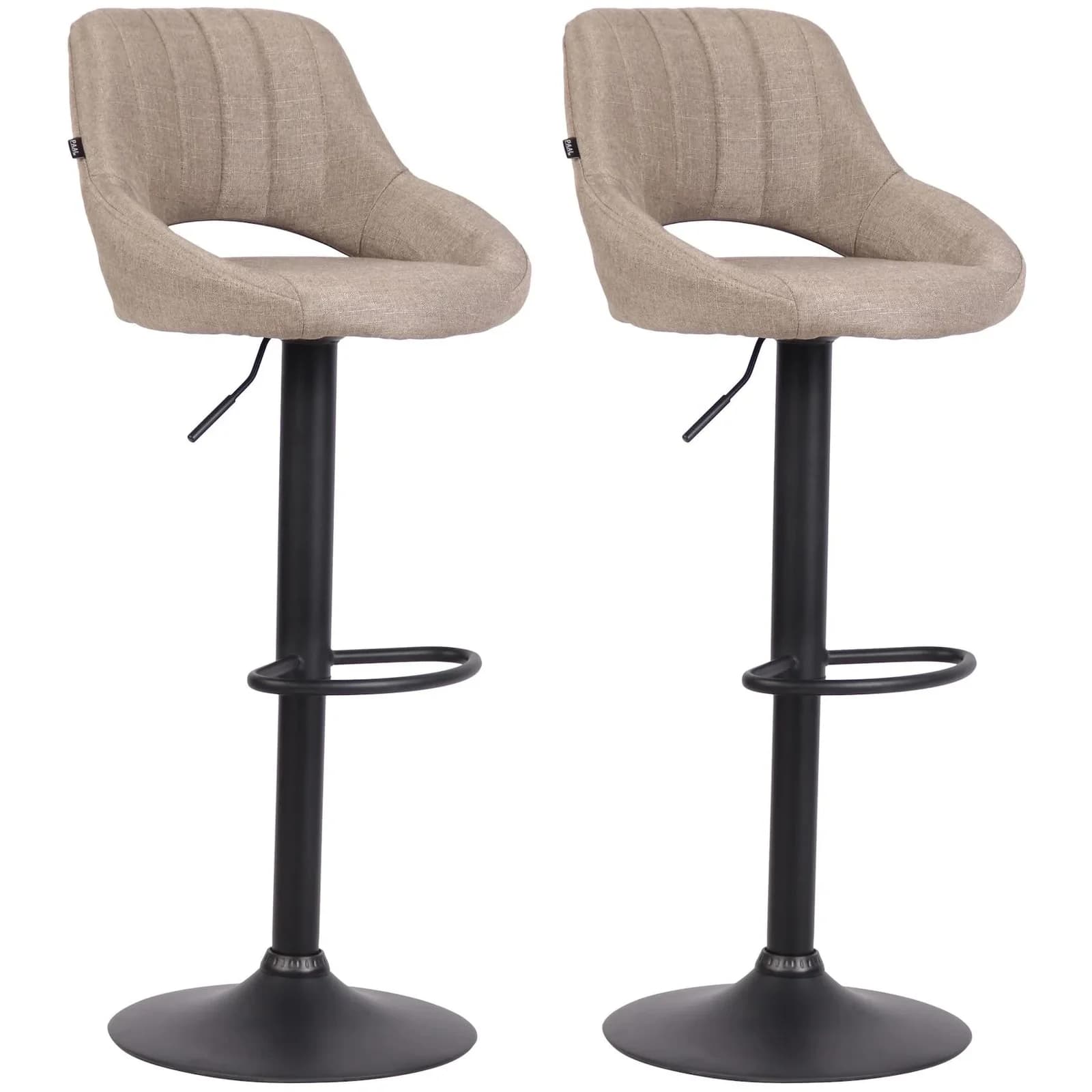 CLP Barhocker 2er Set Milet höhenverstellbar mit Lehne Stoff
