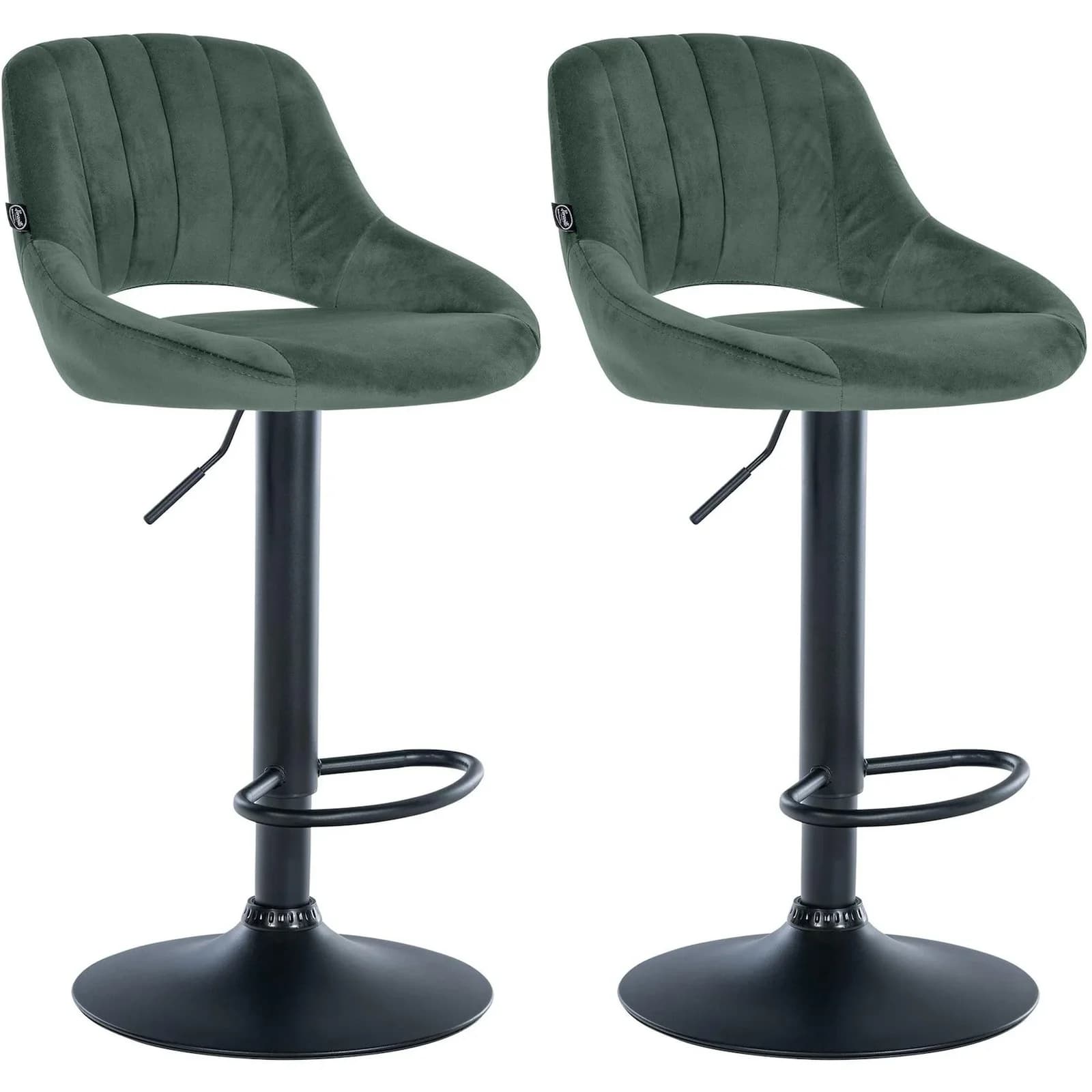 CLP Barhocker 2er Set Milet höhenverstellbar mit Lehne Samtbezug Metallgestell